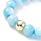 8 pièces 8 couleurs coquille naturelle et anneaux extensibles perlés ronds en laiton pour les femmes RJEW-JR00476-5