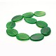 Dyed Natural Green Onyx Agate Flat Oval Bead Strands G-J283-08-2