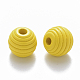 Painted Natural Wood Beehive Beads WOOD-Q040-019B-A03-2