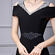 Fingerinspire ドレス用ラインストーンアップリケ 2 個 (ブラック)  9.5x3.7 インチ) アイロン接着/縫製クリスタルパッチホットフィックスダイヤモンド縫製アップリケブライダルドレス用  ガウン  かぶと  ベルトやその他のアイテムの装飾 DIY-WH0304-643A-6