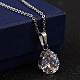 Ожерелья и серьги-гвоздики teardrop 304 из нержавеющей стали с кубическим цирконием SJEW-D069-01-3