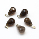 Faceted Teardrop Natural Grey Agate Pendants G-R311-11-1