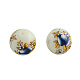 Perles rondes en verre avec motif de fleurs GFB-R004-14mm-06-1