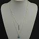Water Drop Turquoise and Alloy Bar Pendant Two Tiered Necklaces NJEW-N0052-010-2