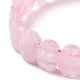 Bracciale elasticizzato con perline ovali in quarzo rosa naturale G-E010-01N-3