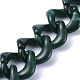 手作りアクリルカーブチェーン  ツイストチェーン  天然石風  ジュエリー作りのための  濃い緑  リンク：23.5x23.5x4mm  39.37インチ（1m）/連 AJEW-JB00591-04-3