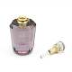 多面的な合成アメジスト開閉可能な香水瓶ペンダント  真鍮のパーツとガラスのエッセンシャルオイルのボトル  40~48x21~25mm  穴：1.2mm  ガラス瓶容量：3ml（0.101液量オンス）  宝石の容量：1ml（0.03液量オンス） G-E556-05A-3