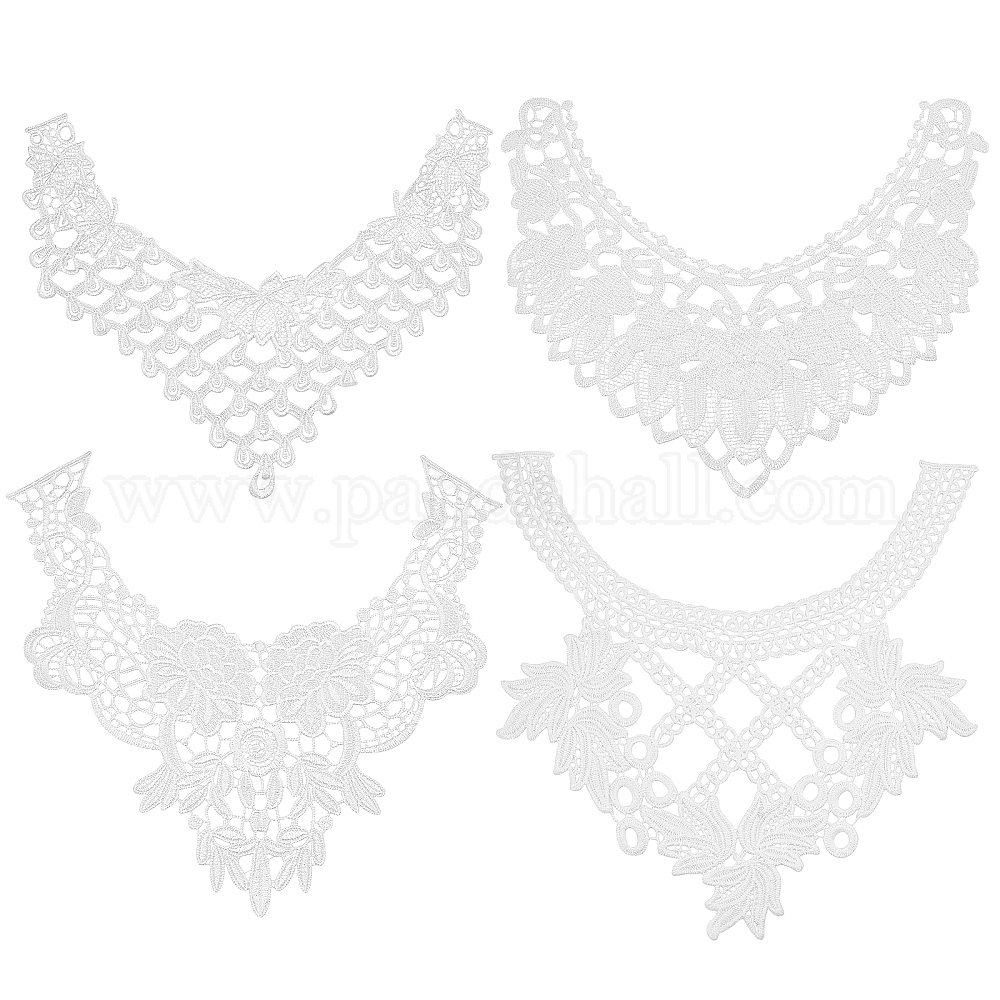 GIVBRO Faux Col En Dentelle Florale Ajourée Asymétrie Brodée