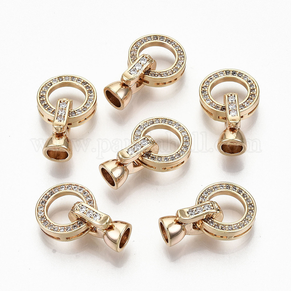 Wholesale Brass Micro Pave Clear Cubic Zirconia Hinged Pendant Bails