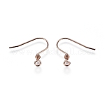 304 Stainless Steel Earring Hooks, Ear Wire, with Horizontal Loop, Rose Gold, 16mm, Hole: 1.8mm, 21 Gauge, Pin: 0.7mm