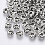 Tibetan Style Alloy Spacer Beads, Metal Findings Accessories for DIY Crafting, Rondelle, Cadmium Free & Nickel Free & Lead Free, Antique Silver, 7.5x3~4mm, Hole: 3mm, about 40pcs/20g