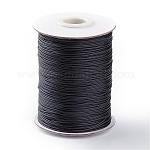 Korean Waxed Polyester Cord, Macrame Artisan String for Jewelry Making, Black, 1mm, about 85yards/roll