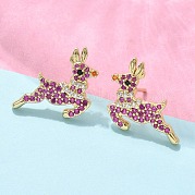 Латунные микро проложить серьги стержня кубического циркония EJEW-Q015-09G