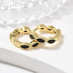 Latón micro pavimenta circonio cúbico pendientes de aro huggie, Plateado de larga duración, ojo del caballo, negro, real 18k chapado en oro, 13.5x15.5x3mm, pin: 0.8 mm