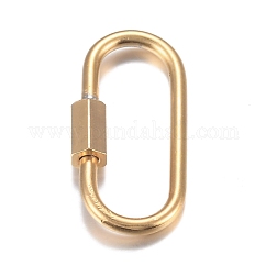 Breloques mousqueton à vis en acier inoxydable 304 avec revêtement sous vide PVD, pour la fabrication de colliers, liens rapides, ovale, véritable 18k plaqué or, 21x11x4mm, vis: 7x4 mm