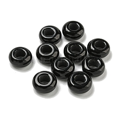 Natursteinperlen schwarz, Rondell, 10x4.5 mm, Bohrung: 3.5 mm