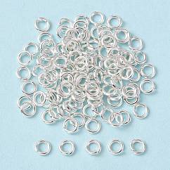 Latón anillos del salto abierto, redondo, sin plomo y cadmio, plata, 5x1mm, 18 diámetro, diámetro interior: 3 mm, aproximamente 6000 unidades / 500 g