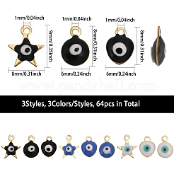 54 Stück 9 Stil 304 Edelstahl Böser Blick Emaille Charms&nbsp;STAS-CA0002-06