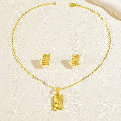 Set aus rechteckiger Messing-Halskette und Ohrsteckern für Damen&nbsp;YQ0575