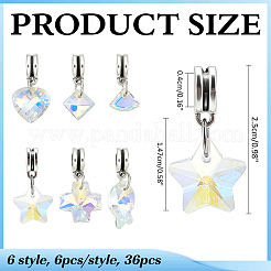 36 Stück 6 Stil Glas europäischen Anhänger Charms&nbsp;PALLOY-ME00034
