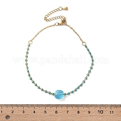Bracelets à maillons en acier inoxydable 304 avec perles de verre&nbsp;BJEW-A036-14G-01