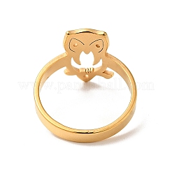 Bague hibou en acier inoxydable plaqué ionique (IP) 201 pour femme&nbsp;RJEW-G266-07G