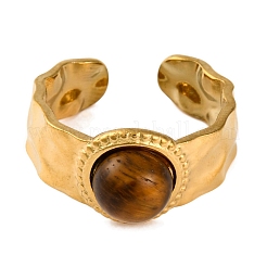 Anelli rotondi in occhio di tigre naturale&nbsp;RJEW-Q822-03G-01