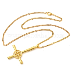 Christliche Halskette mit umgedrehtem Kreuz und Stern aus einer Legierung&nbsp;NJEW-NH0001-03G