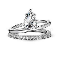 Anlaufschutz rhodinierte 925 Sterling Silber Tropfen Fingerringe&nbsp;RJEW-Z040-07P