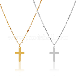 Collier pendentif croix en acier inoxydable 304&nbsp;NJEW-FI0001-48