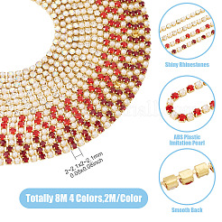 8 m 4 Farben Messing-Strass-Strassketten&nbsp;CHC-TA0001-41