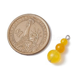 Pendentifs en perles rondes en jade malaisien teinté naturel&nbsp;PALLOY-JF02867-02