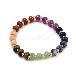 Pulseras elásticas de cuentas de piedras preciosas mixtas naturales y sintéticas para mujer&nbsp;BJEW-B146-01A