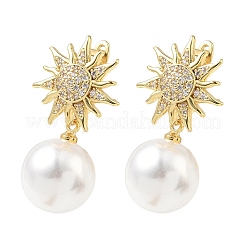 Orecchini pendenti a cerchio in ottone con micro pavé di zirconi cubici per donna&nbsp;EJEW-A168-11G