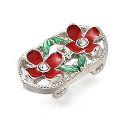 Messing Kristall Strass oval mit 2 Blume mehrsträngige Verbinder&nbsp;KK-P306-20P