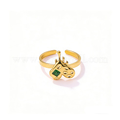 Offene Manschettenringe aus Edelstahl 304 mit Zirkonia-Pavé für Damen&nbsp;WGCD118-01