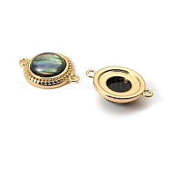 Natürliche Paua-Muschel flache runde Verbinder-Charms&nbsp;KK-G538-48G