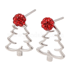 925 Ohrstecker aus Sterlingsilber mit hohlem Weihnachtsbaum&nbsp;EJEW-F397-03P