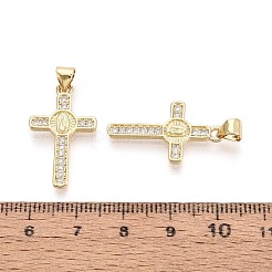 Religiöse Messinganhänger mit Mikropavé-Fassung aus klaren Zirkonia&nbsp;KK-T080-52G