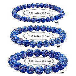 Ensemble de bracelets extensibles en perles rondes en jaspe impérial synthétique 3 pièces 3 tailles&nbsp;BJEW-SW00064-33