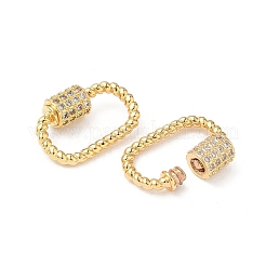 Messing Micro Pave klare Zirkonia Schraube Karabiner Schloss Charms&nbsp;KK-Z118-05G