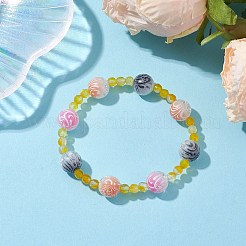 Braccialetti elasticizzati da donna rotondi in agata naturale tinta e perline acriliche&nbsp;BJEW-JB10714