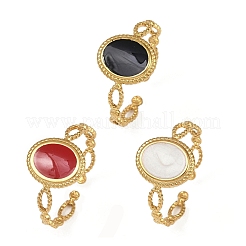 Anelli ovali in acciaio inossidabile 304 smaltati per donna&nbsp;RJEW-G355-01G