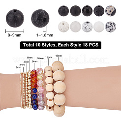 180 Stück 10 Stile natürliche und synthetische gemischte Edelsteinperlen&nbsp;G-PH0002-25