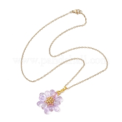 Colliers pendentifs en perles de verre faites à la main avec des fleurs&nbsp;NJEW-MZ00096-02