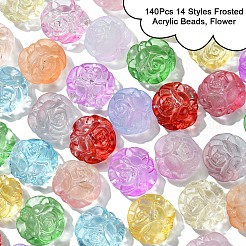 140 Stück 14 Stile mattierte Acrylperlen&nbsp;MACR-YW0003-02
