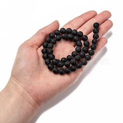 Gefärbte und erhitzte natürliche schwarze Achatperlenstränge&nbsp;G-H056-8mm