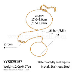 Bracelet à maillons plats ronds en acier inoxydable 304 serti de zirconiums cubiques transparents&nbsp;JC5621