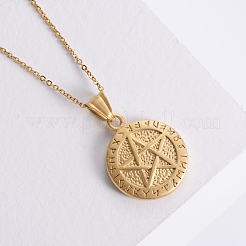 Collares con colgante de pentagrama vikingo de acero inoxidable estilo punk vintage unisex.&nbsp;CH3922