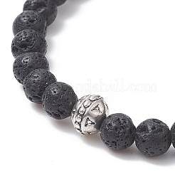 Set di braccialetti elasticizzati con perline in pietra lavica naturale da 4 pezzo&nbsp;BJEW-JB09365